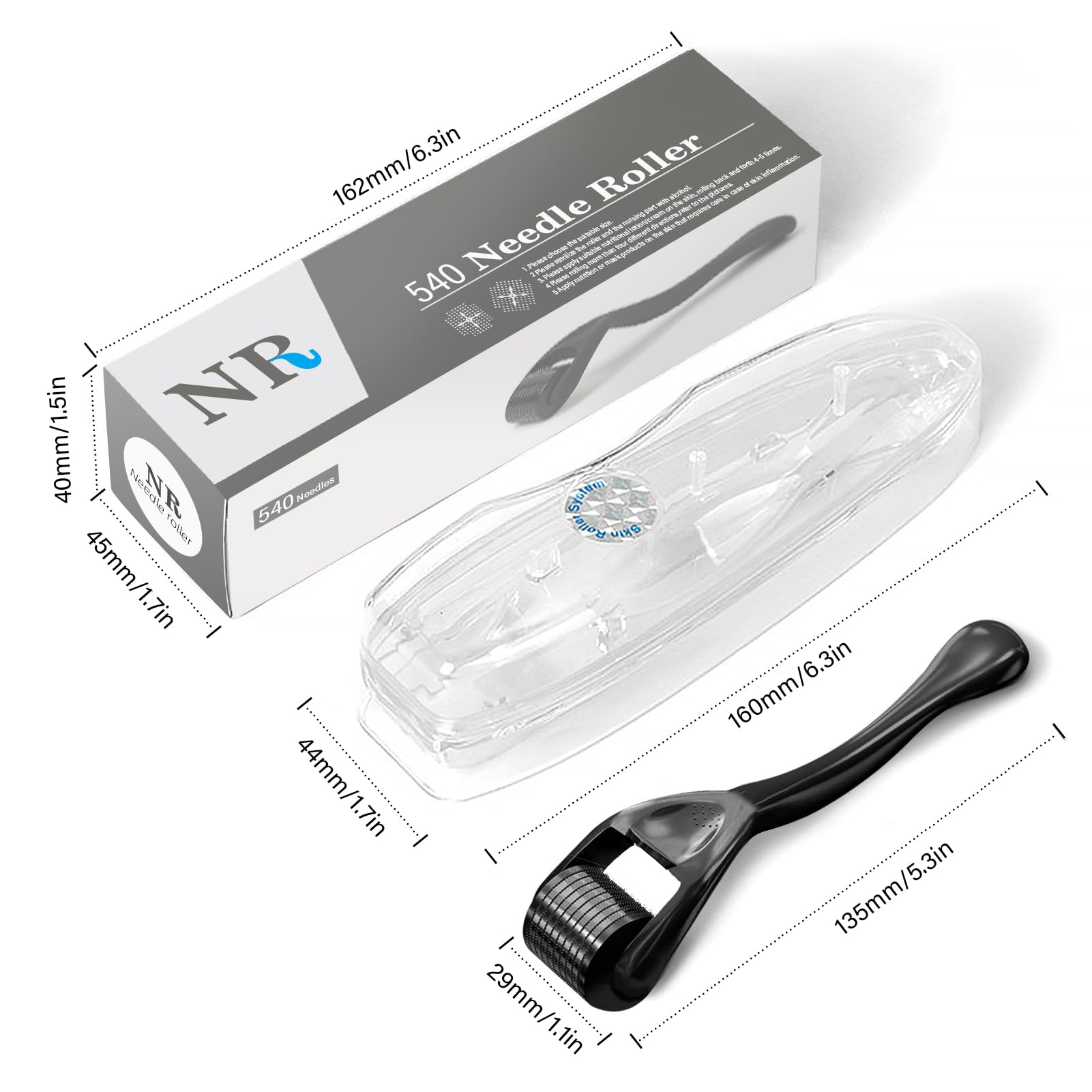 Amazon.com: Titanium Derma Roller with 540 Needles for Face, Beard
